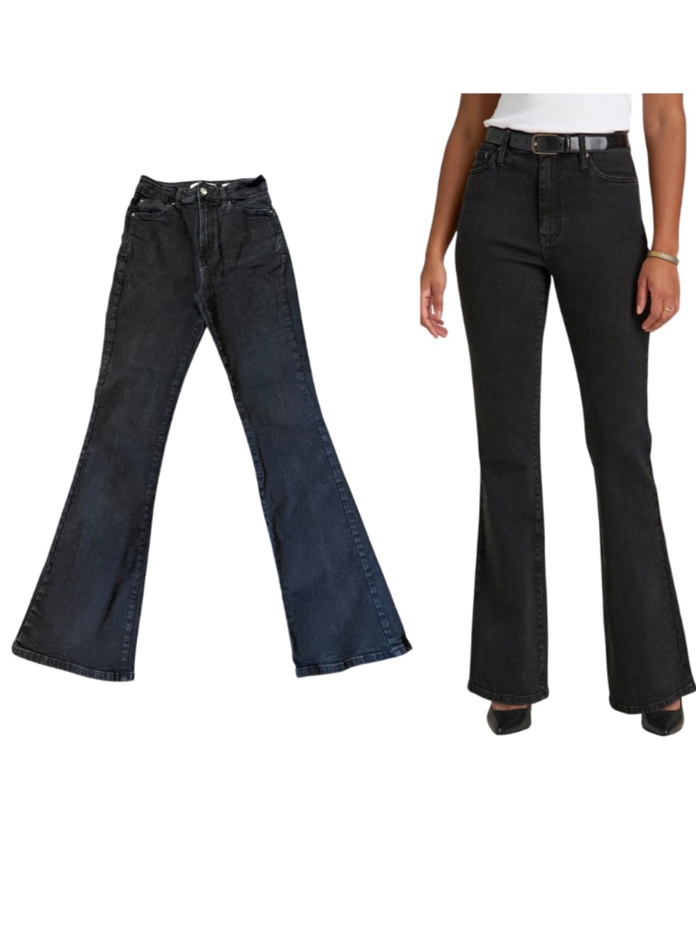 American Tall Chloe High Rise Flare Black Jeans 35" Inseam